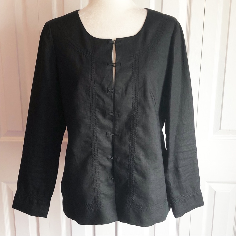 Nurture Black Natural 100% Linen Long Sleeve Jacket Small